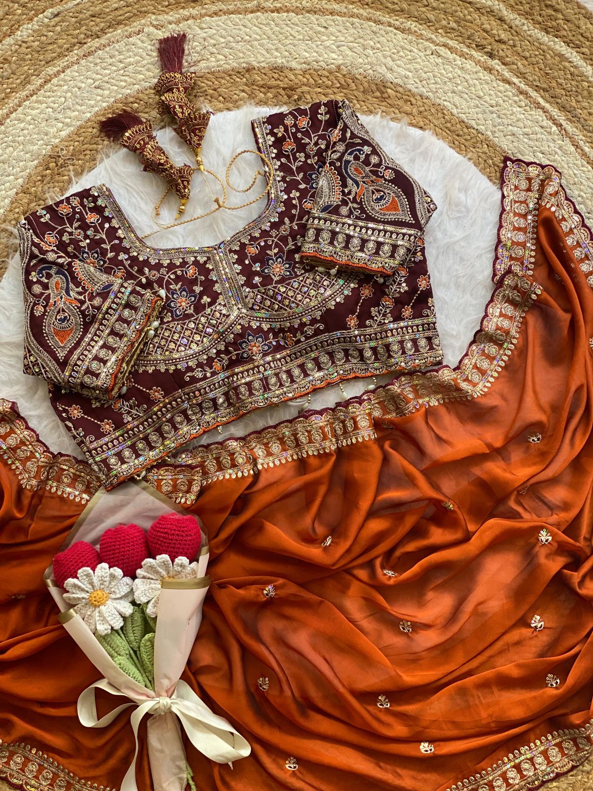 NCO 188 Rangoli Silk Embroidery Thread Sequins Wedding Wear Saree