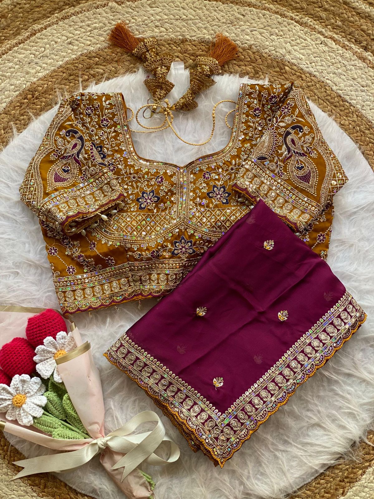 NCO 188 Rangoli Silk Embroidery Thread Sequins Wedding Wear Saree