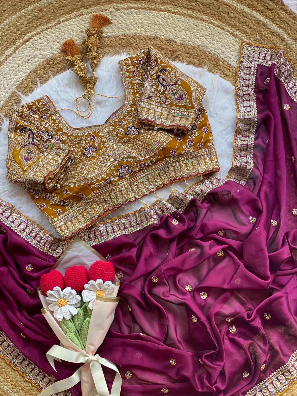 NCO 188 Rangoli Silk Embroidery Thread Sequins Wedding Wear Saree