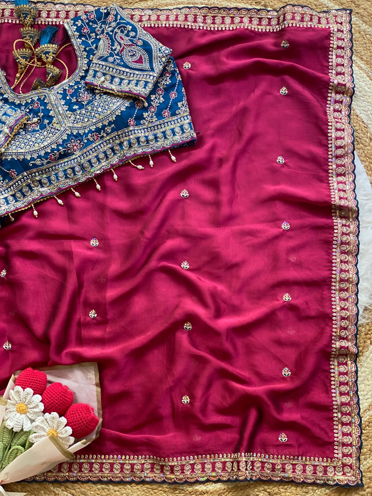 NCO 188 Rangoli Silk Embroidery Thread Sequins Wedding Wear Saree