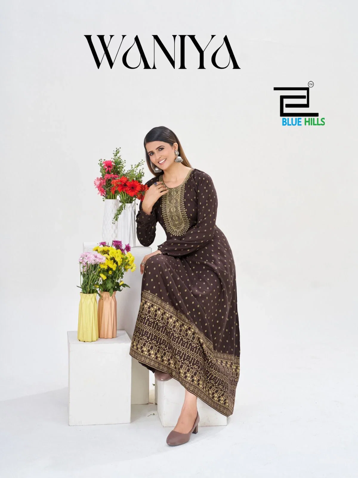 Blue Hills Waniya Plus Size Rayon Foil Printed Anarkali Concept Kurti Collection