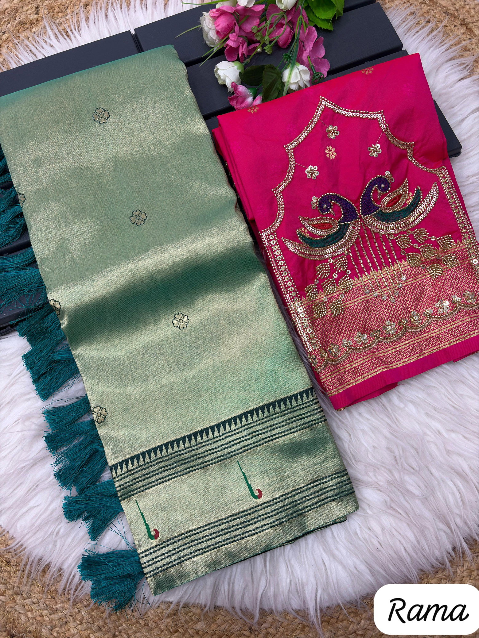 Lekha MN Peacock Zari Tissue Paithani Silk Weaving Saree