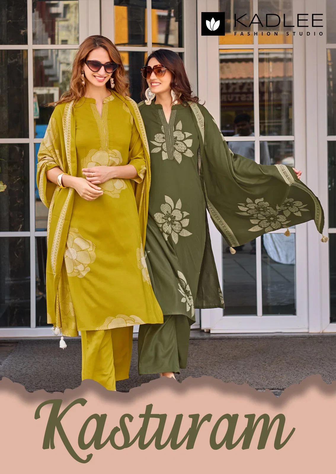 Kadlee Kasturam Rayon Print With Hand Worked Kurti With Bottom Dupatta