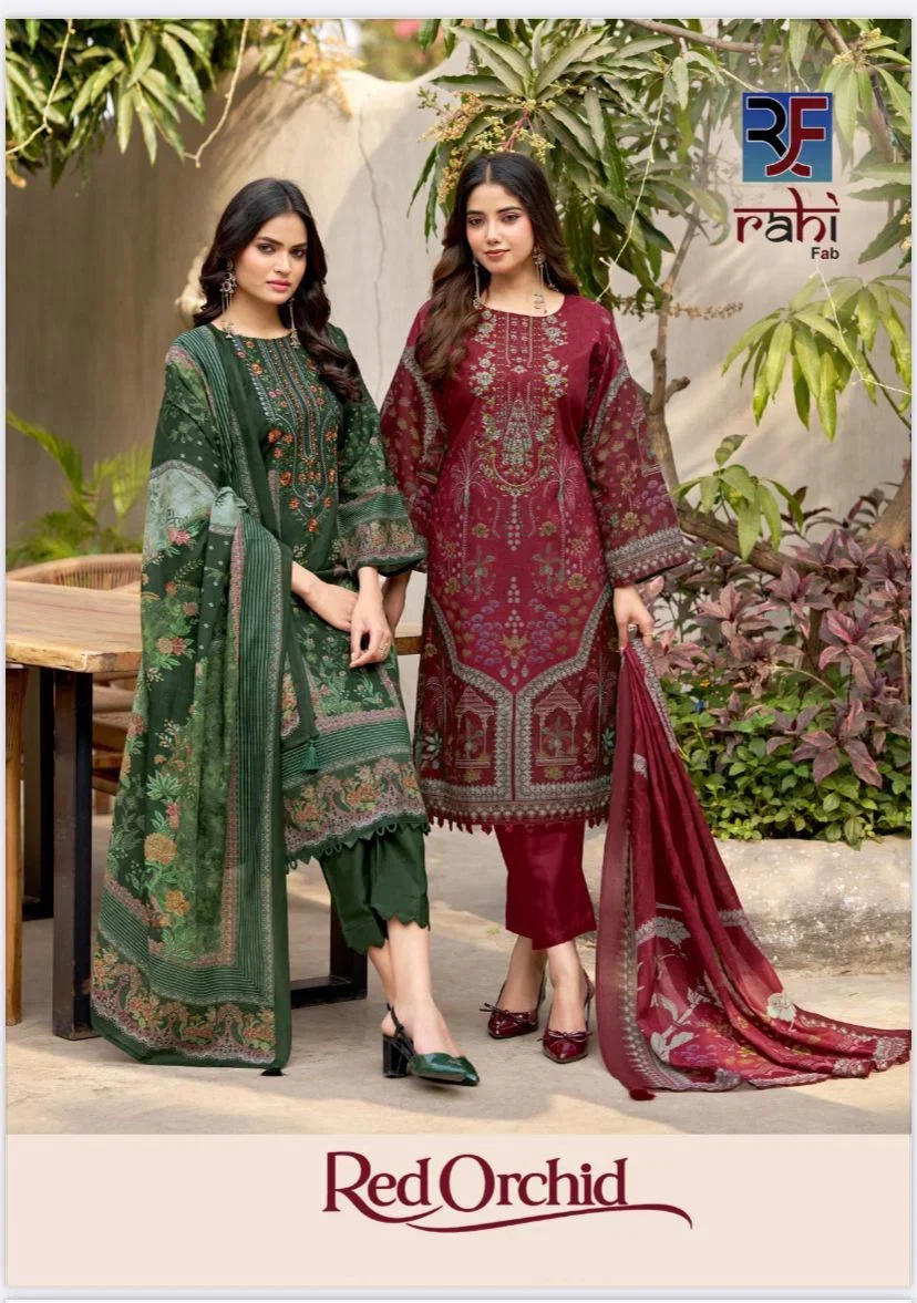 Rahi Red Orchid Vol 1 Readymade Cotton Pakistani Kurti Pant With Dupatta