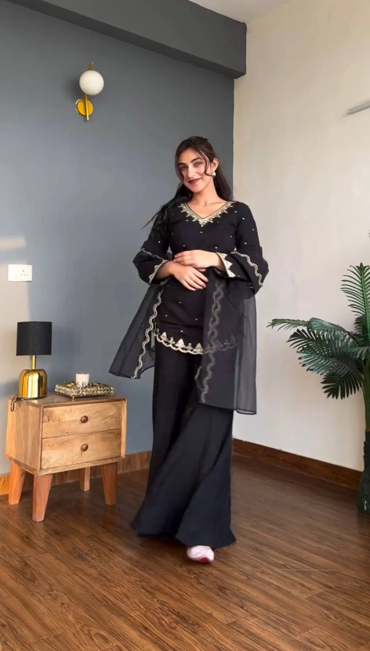 Radhi 01 Silk Crepe Embroidered Kurti With Bottom Dupatta