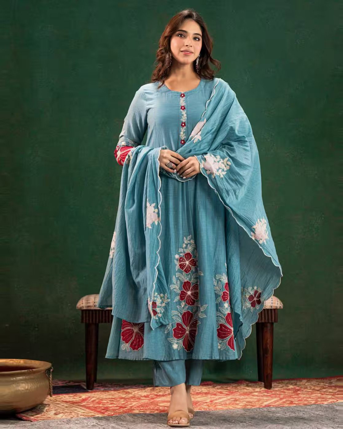 Navya Kurti 259 Party Wear Embroidery Worked Silk Blend Kurti with Bottom and Dupatta