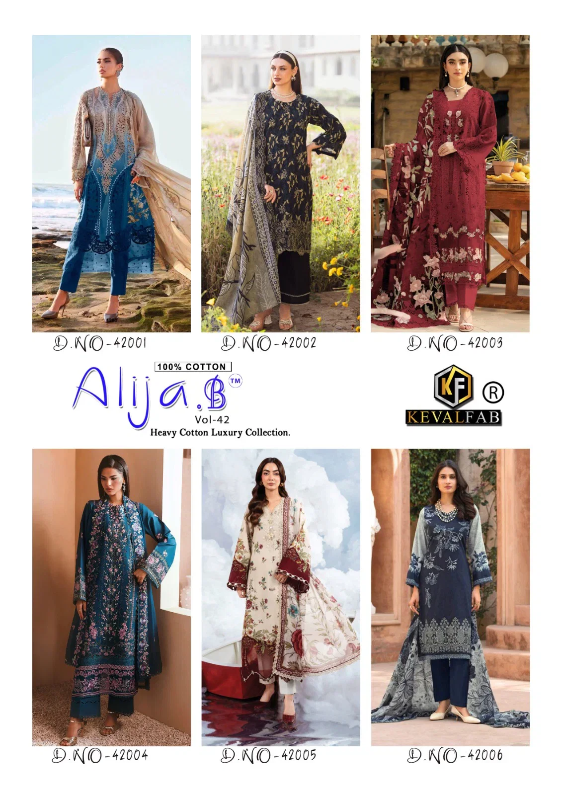 Keval Alija B Vol 42 Lawn Cotton Printed Karachi Dress Material