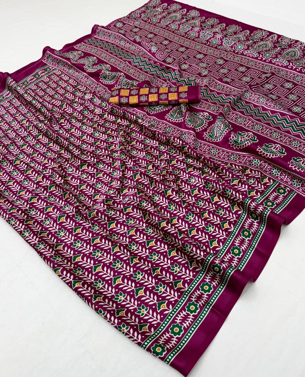 Pure Ajrakh 040 Modal Satin Ajrakh Printed Saree