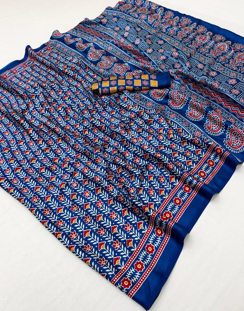 Pure Ajrakh 040 Modal Satin Ajrakh Printed Saree