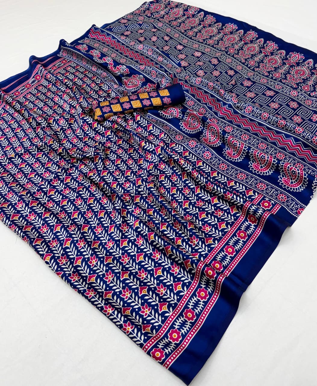Pure Ajrakh 040 Modal Satin Ajrakh Printed Saree