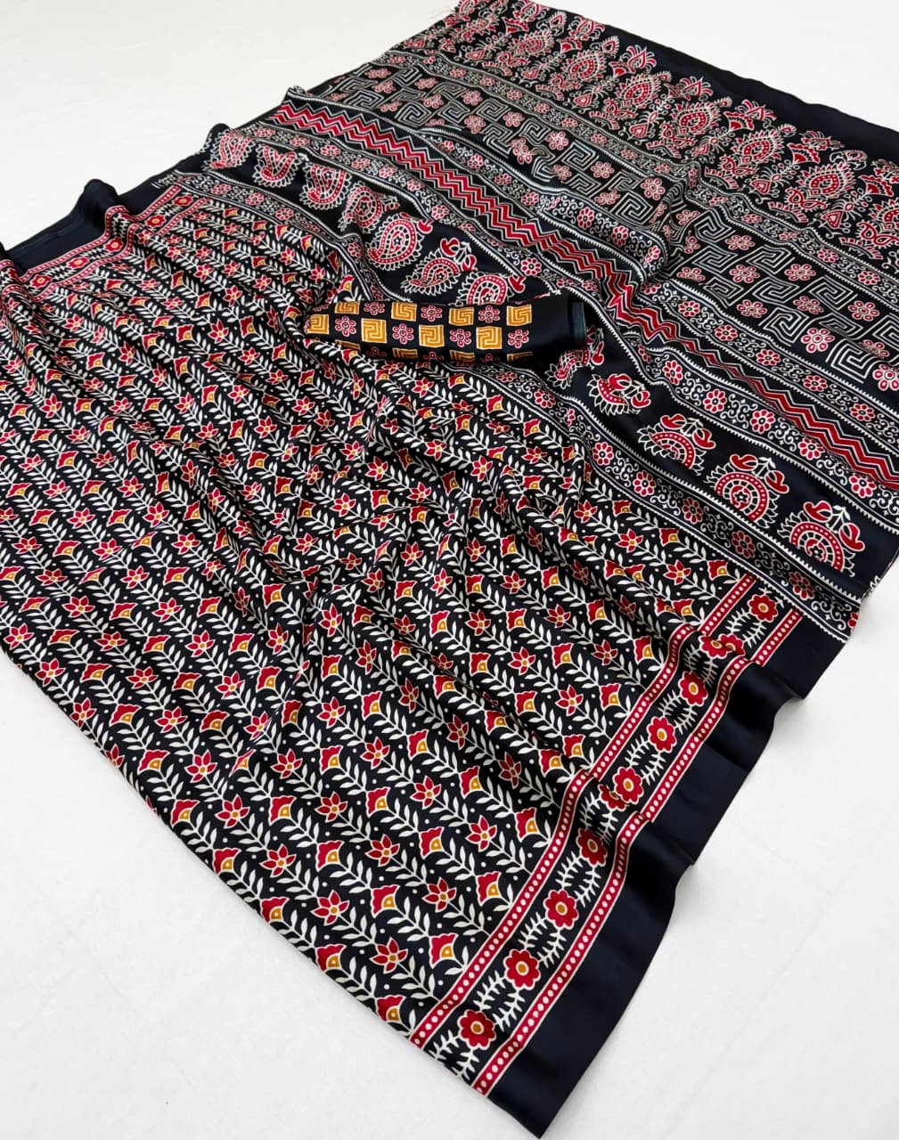 Pure Ajrakh 040 Modal Satin Ajrakh Printed Saree