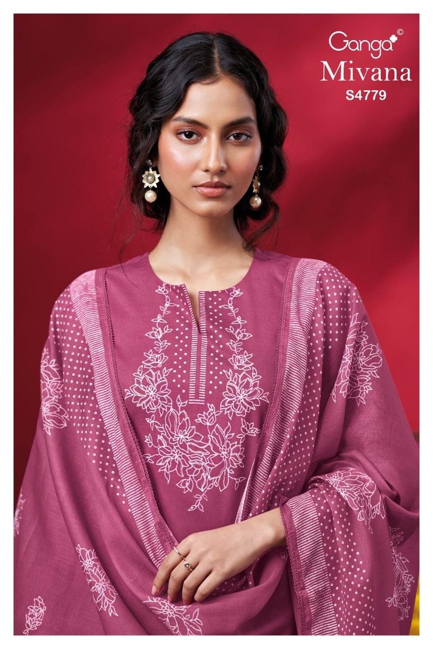 Ganga Mivana 4779 Cotton Printed Hand Embroidered Salwar Kameez