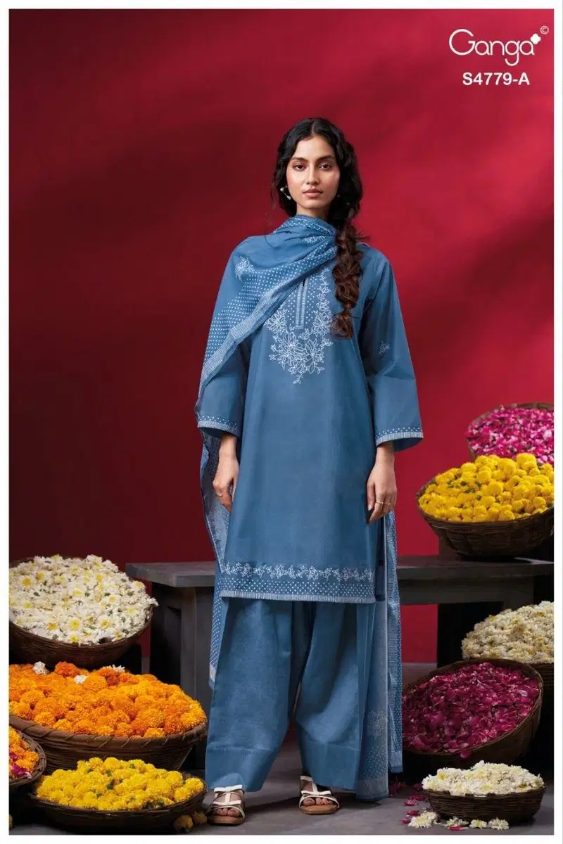 Ganga Mivana 4779 Cotton Printed Hand Embroidered Salwar Kameez