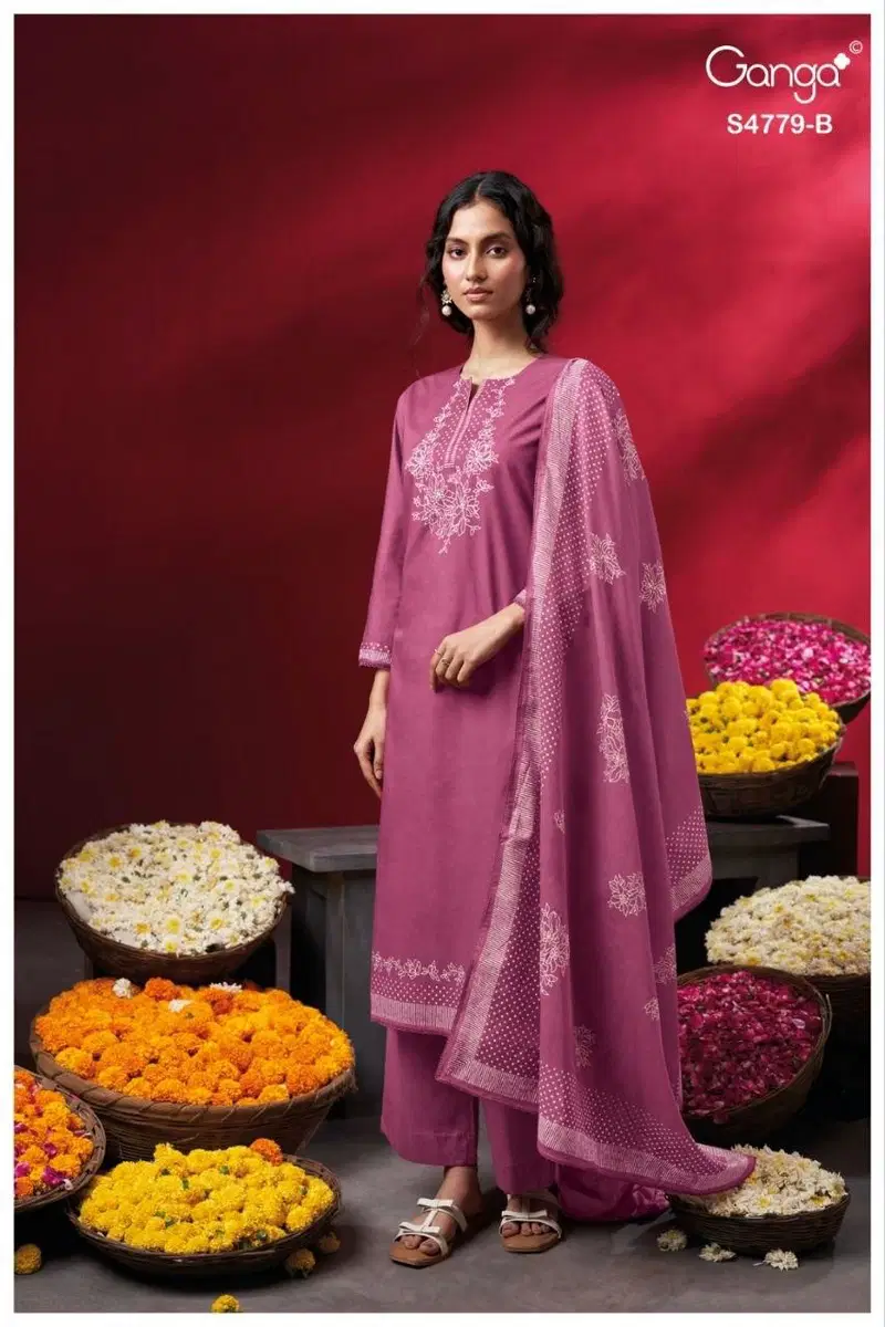 Ganga Mivana 4779 Cotton Printed Hand Embroidered Salwar Kameez