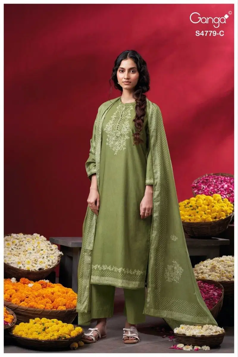 Ganga Mivana 4779 Cotton Printed Hand Embroidered Salwar Kameez