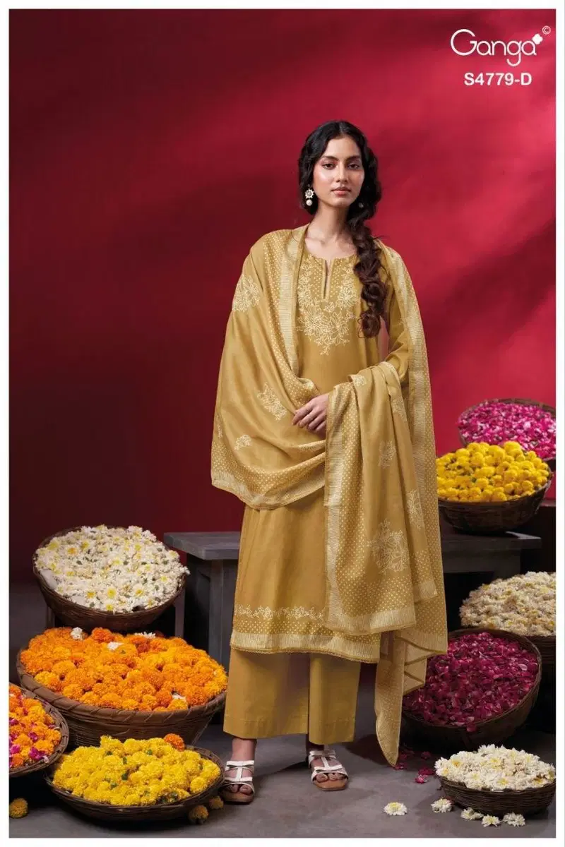 Ganga Mivana 4779 Cotton Printed Hand Embroidered Salwar Kameez