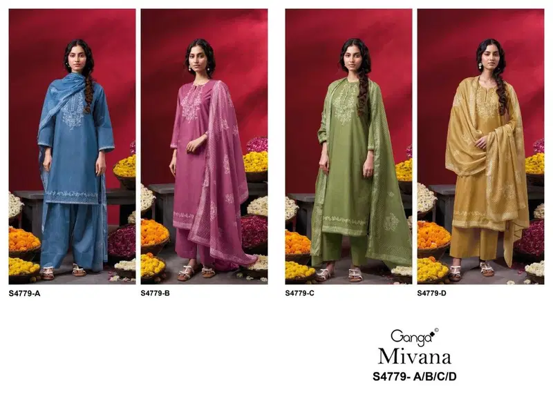 Ganga Mivana 4779 Cotton Printed Hand Embroidered Salwar Kameez