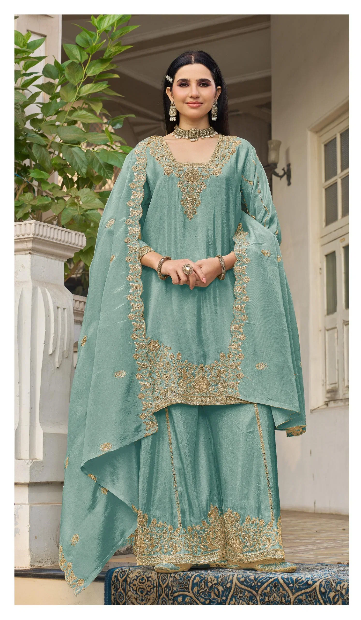 Deepsy D 3331 Q To T Readymade Viscose Tissue Silk Beads Worked Salwar Kameez