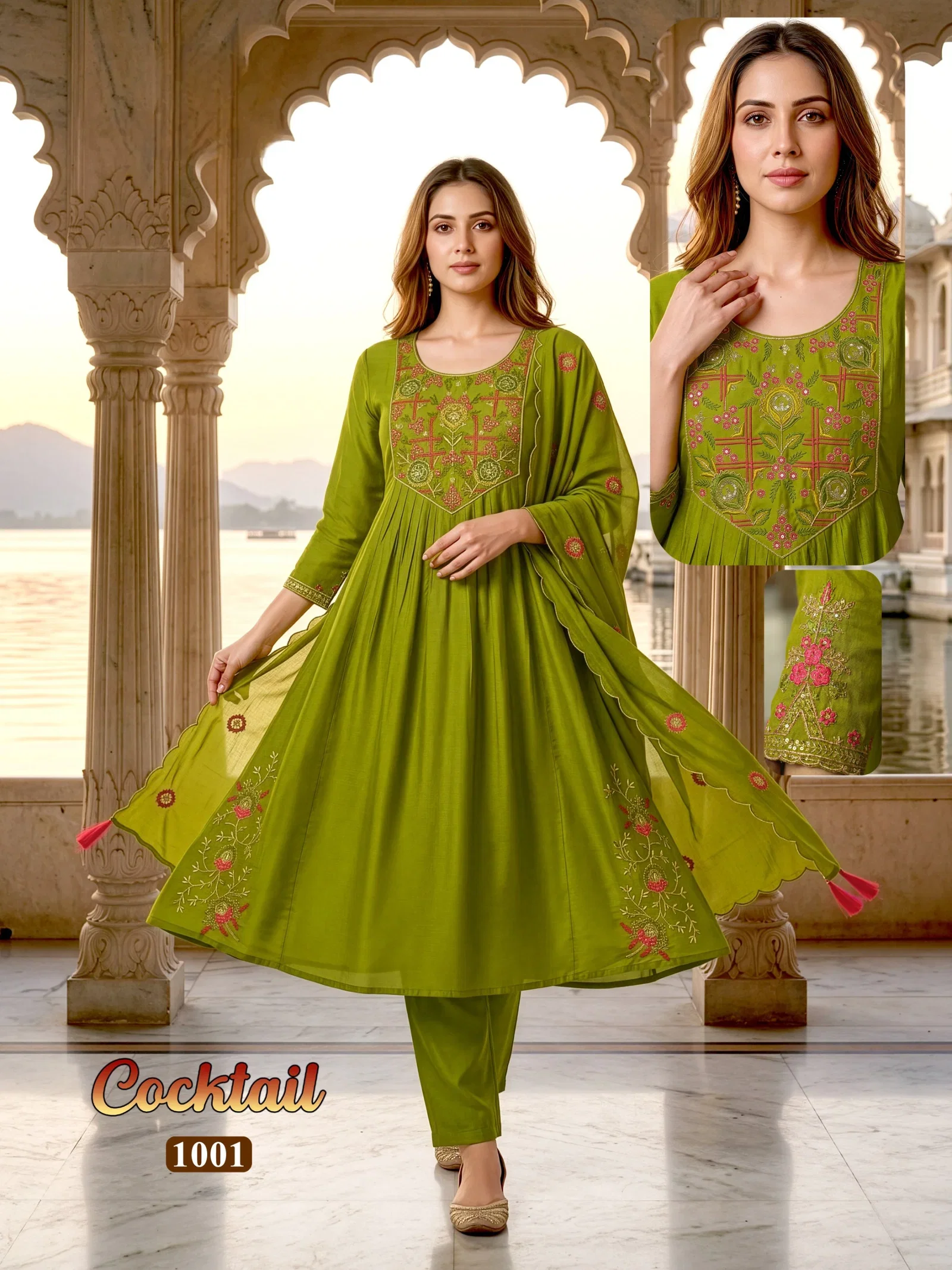 Cocktail 1001 To 08 Mal Chanderi Kurti With Bottom Dupatta Collection