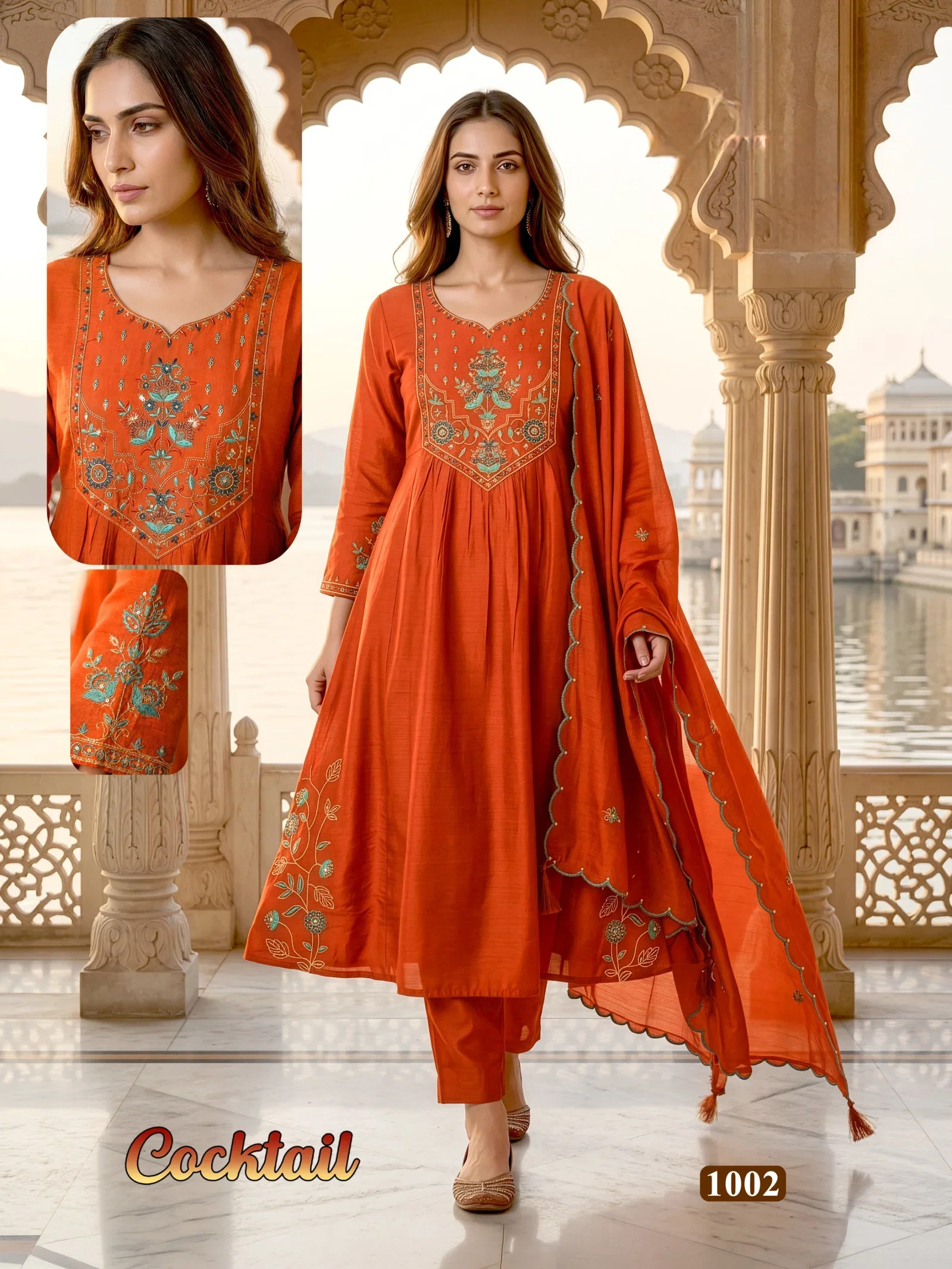Cocktail 1001 To 08 Mal Chanderi Kurti With Bottom Dupatta Collection