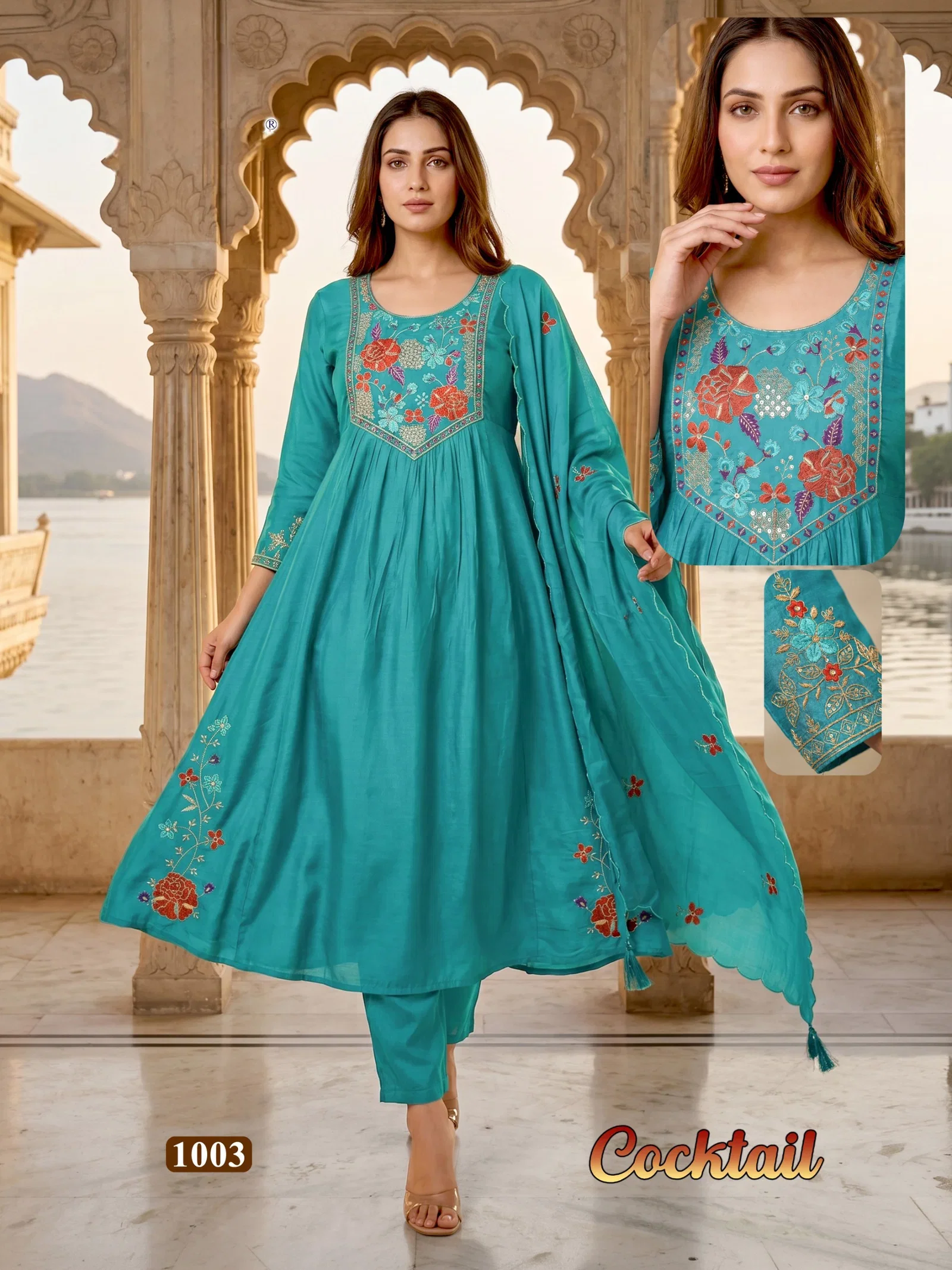 Cocktail 1001 To 08 Mal Chanderi Kurti With Bottom Dupatta Collection