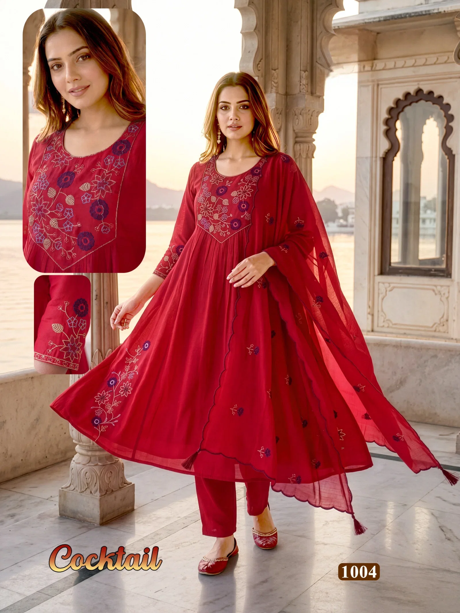 Cocktail 1001 To 08 Mal Chanderi Kurti With Bottom Dupatta Collection