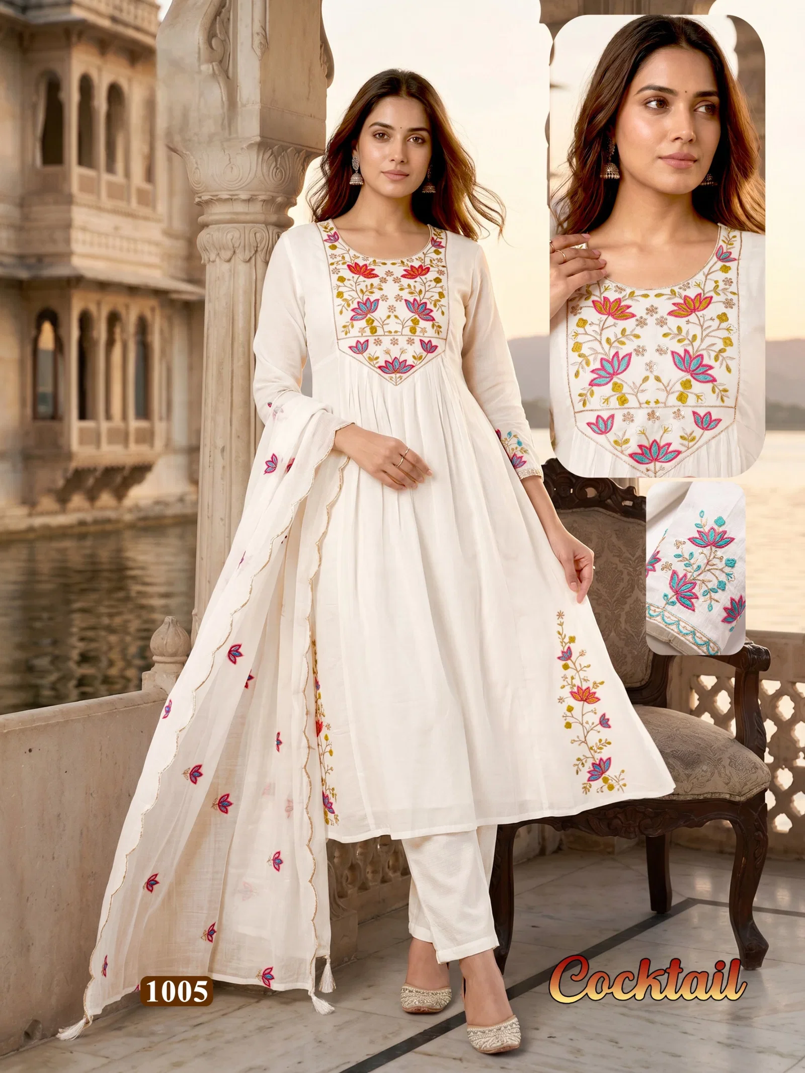 Cocktail 1001 To 08 Mal Chanderi Kurti With Bottom Dupatta Collection