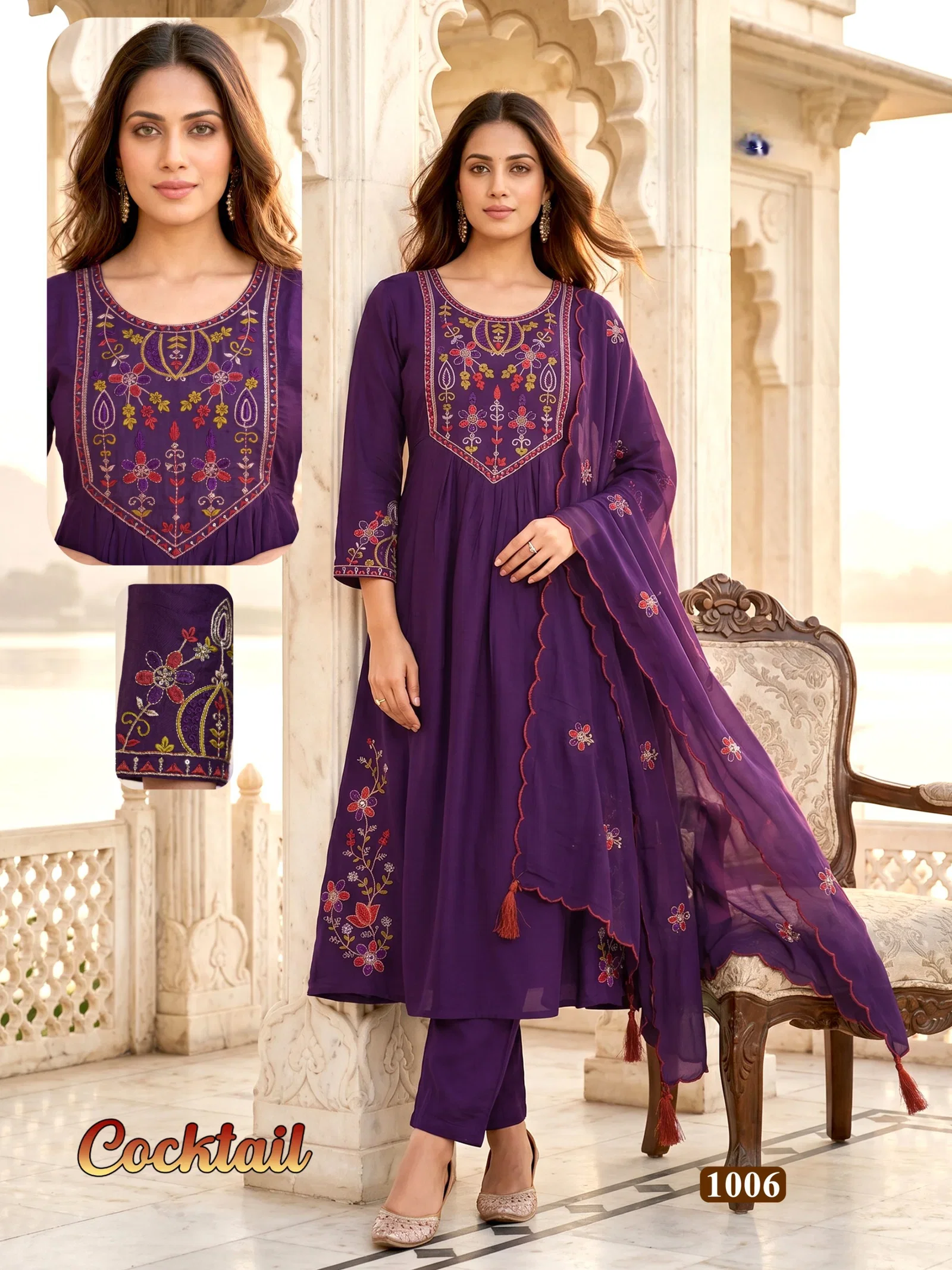 Cocktail 1001 To 08 Mal Chanderi Kurti With Bottom Dupatta Collection