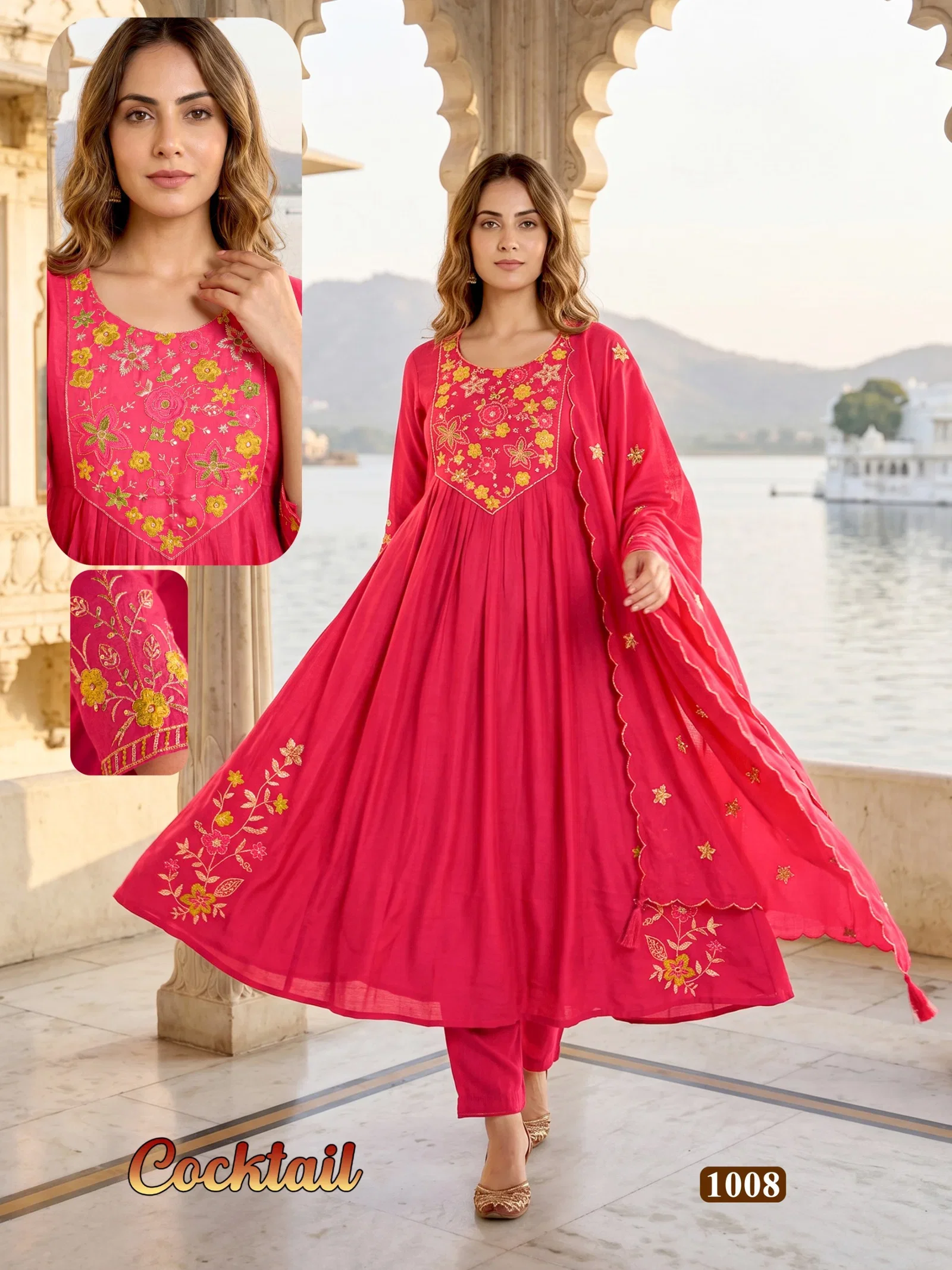 Cocktail 1001 To 08 Mal Chanderi Kurti With Bottom Dupatta Collection