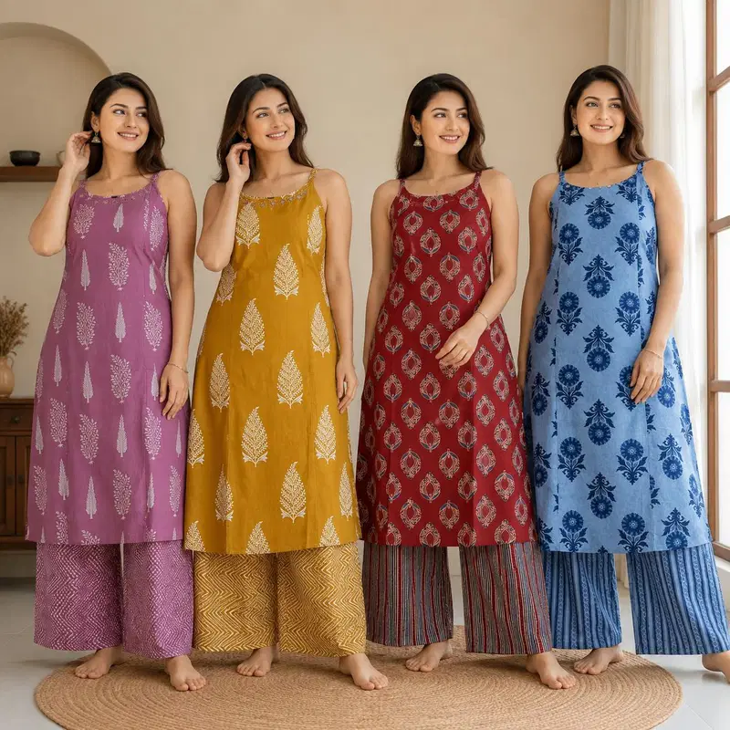 Naisha K 1010 Jaipuri Cotton Printed Kurti With Bottom Collection