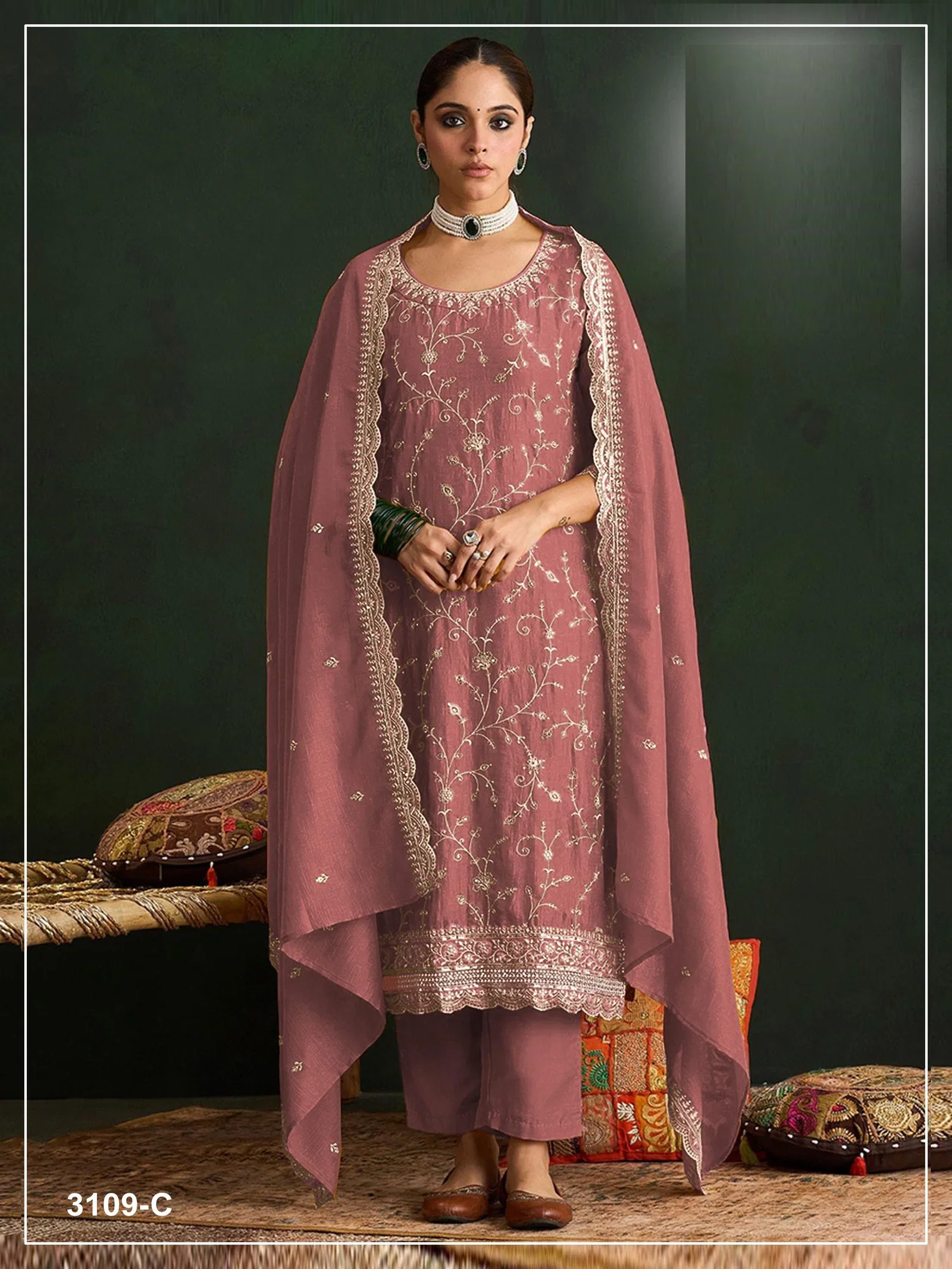 3109 Master Colors A To D Vichitra Silk Embroidered Salwaar Kameez