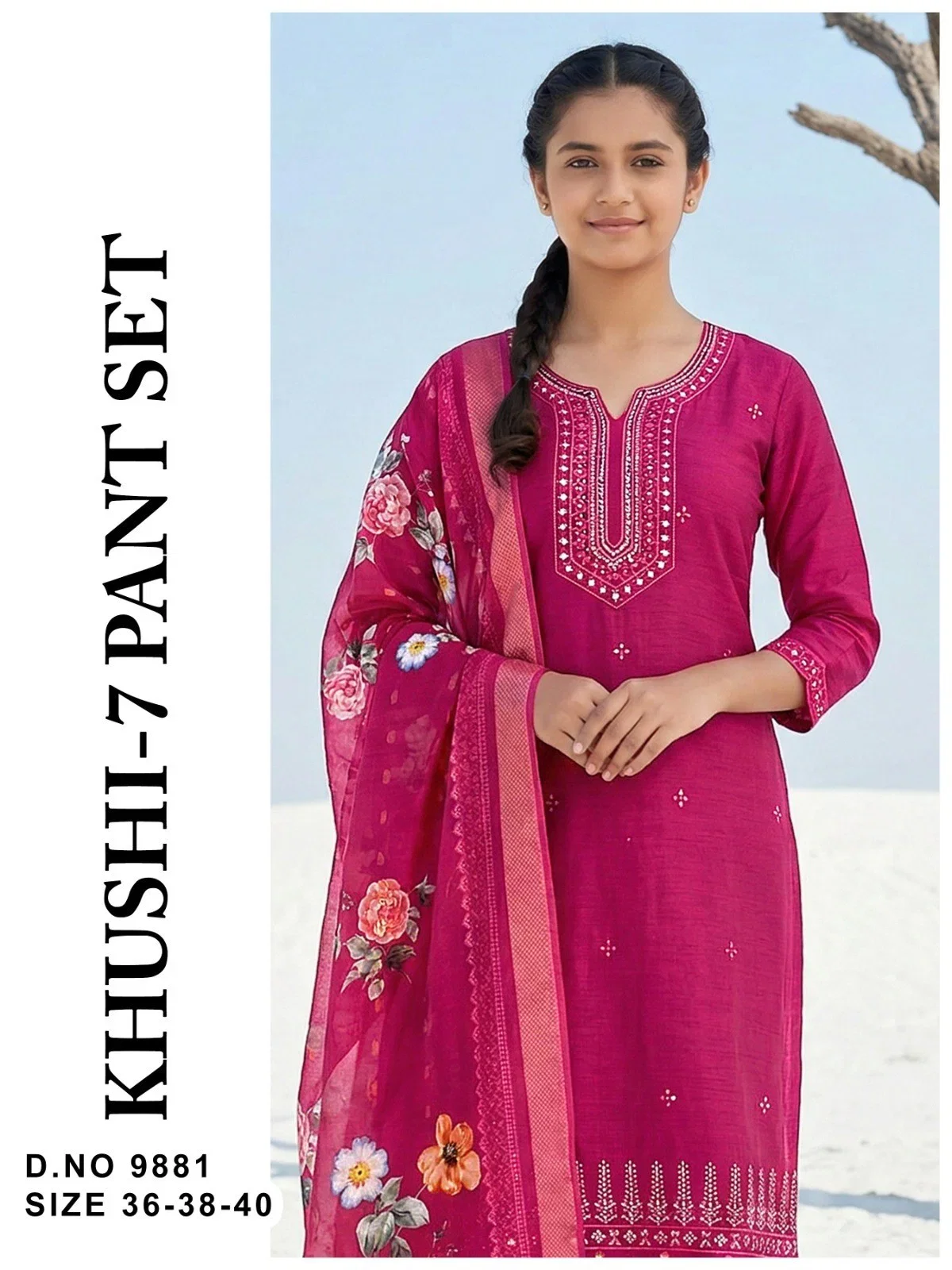 Khushi 9881 Mul Chanderi Kurti With Bottom Dupatta