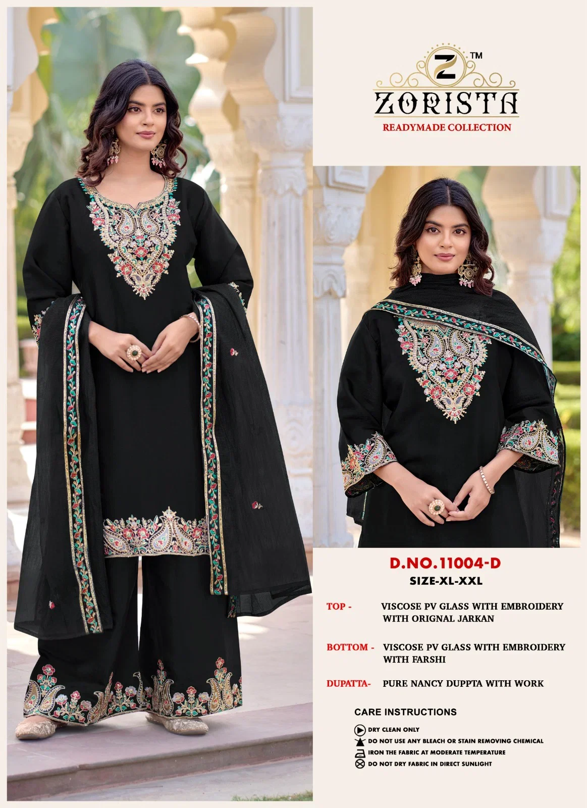 Zorista 11004 A To D Pv Glass Silk Embroidered Salwar Kameez