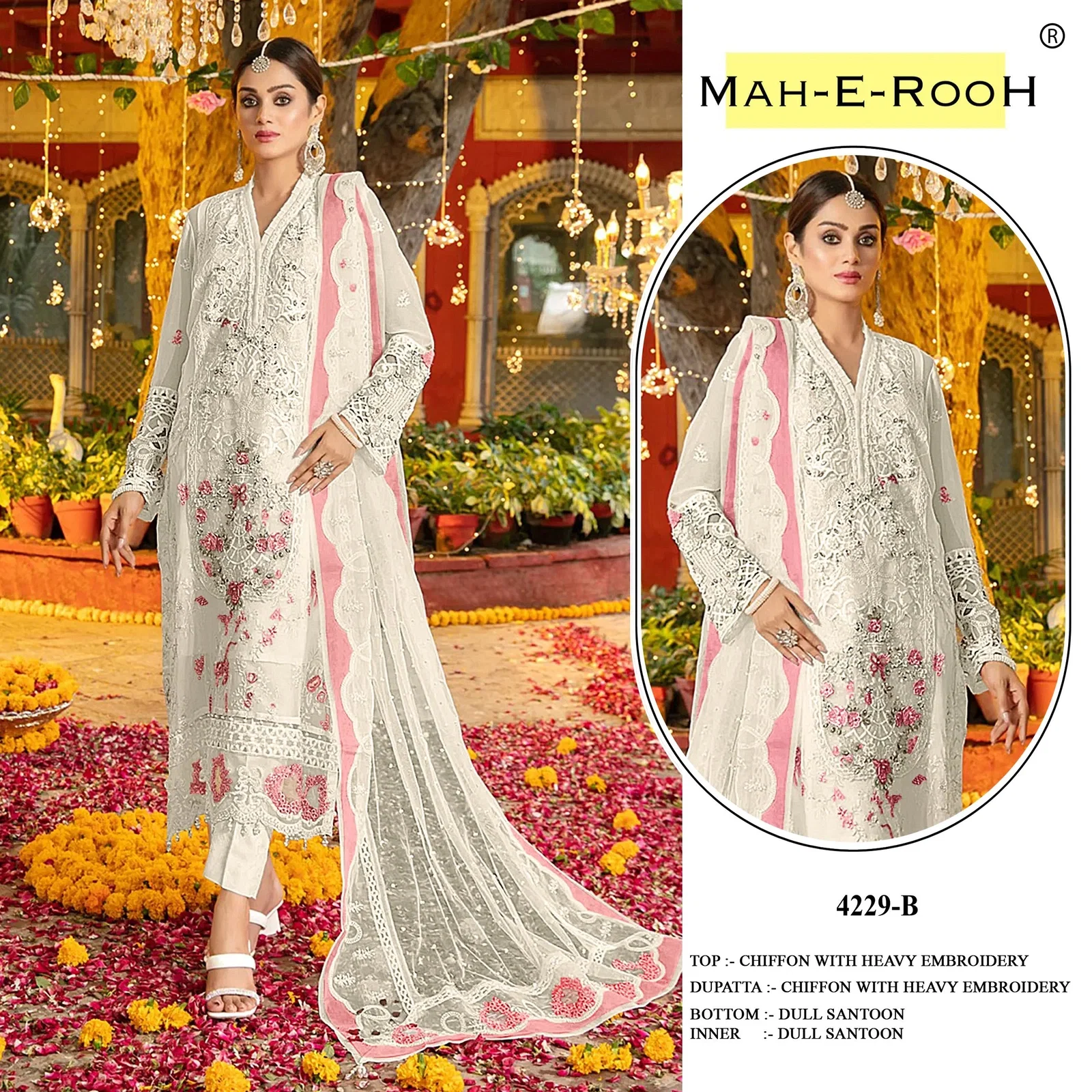 Mah E Rooh 4229 A To D Chiffon Embroidered Salwar Kameez Collection