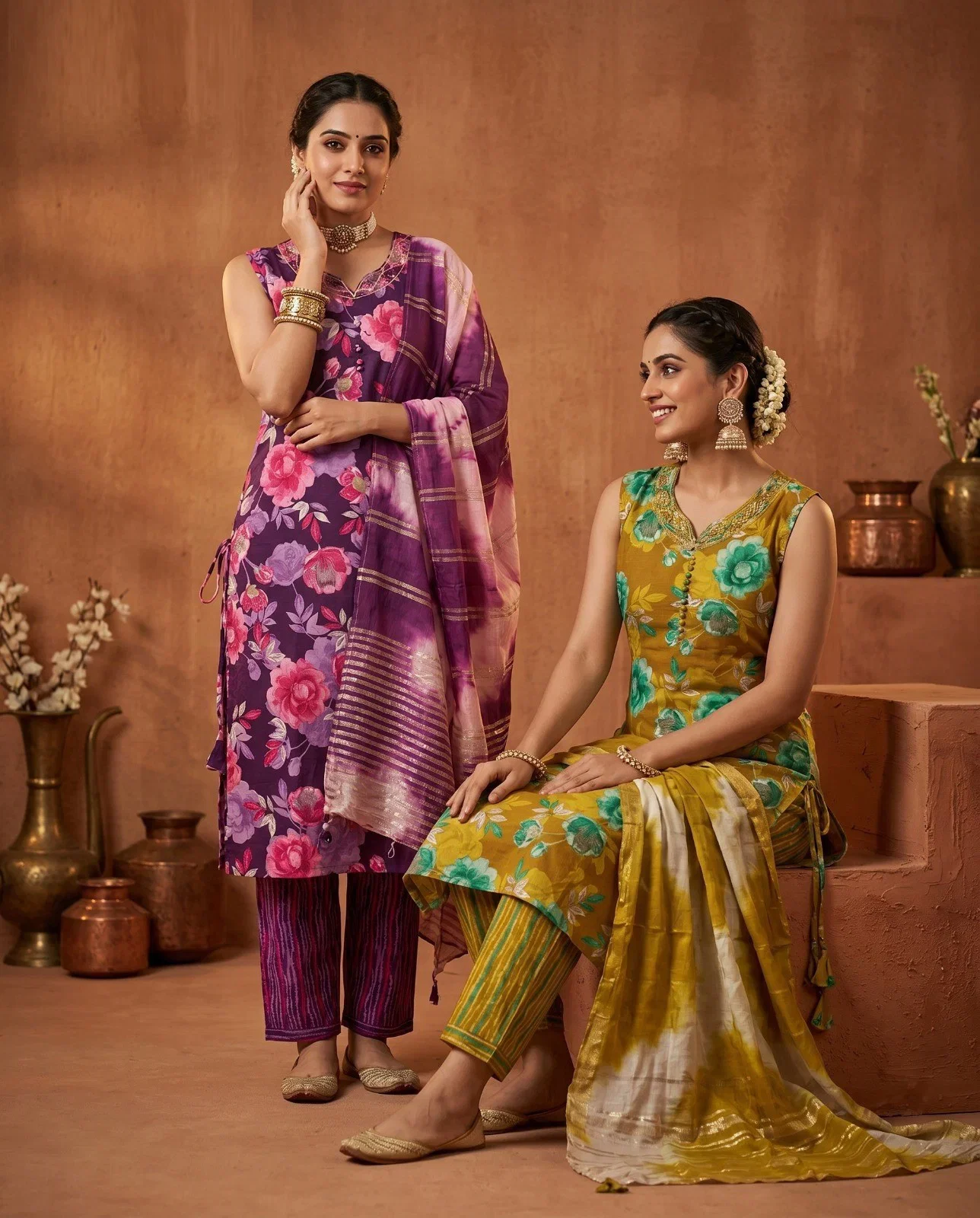 Naisha K 1008 Rayon Discharge Printed Kurti With Bottom Dupatta