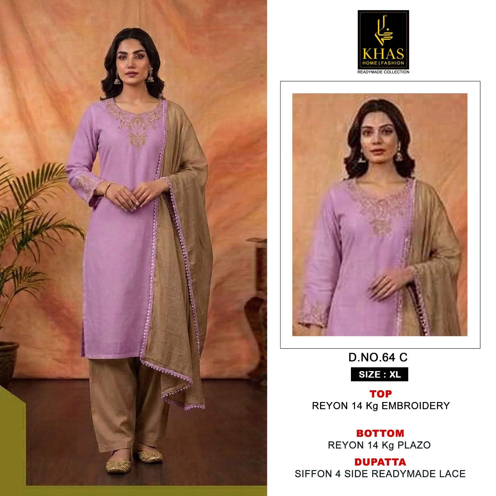 Khas 64 A To C Readymade Rayon Embroidered Salwar Kameez