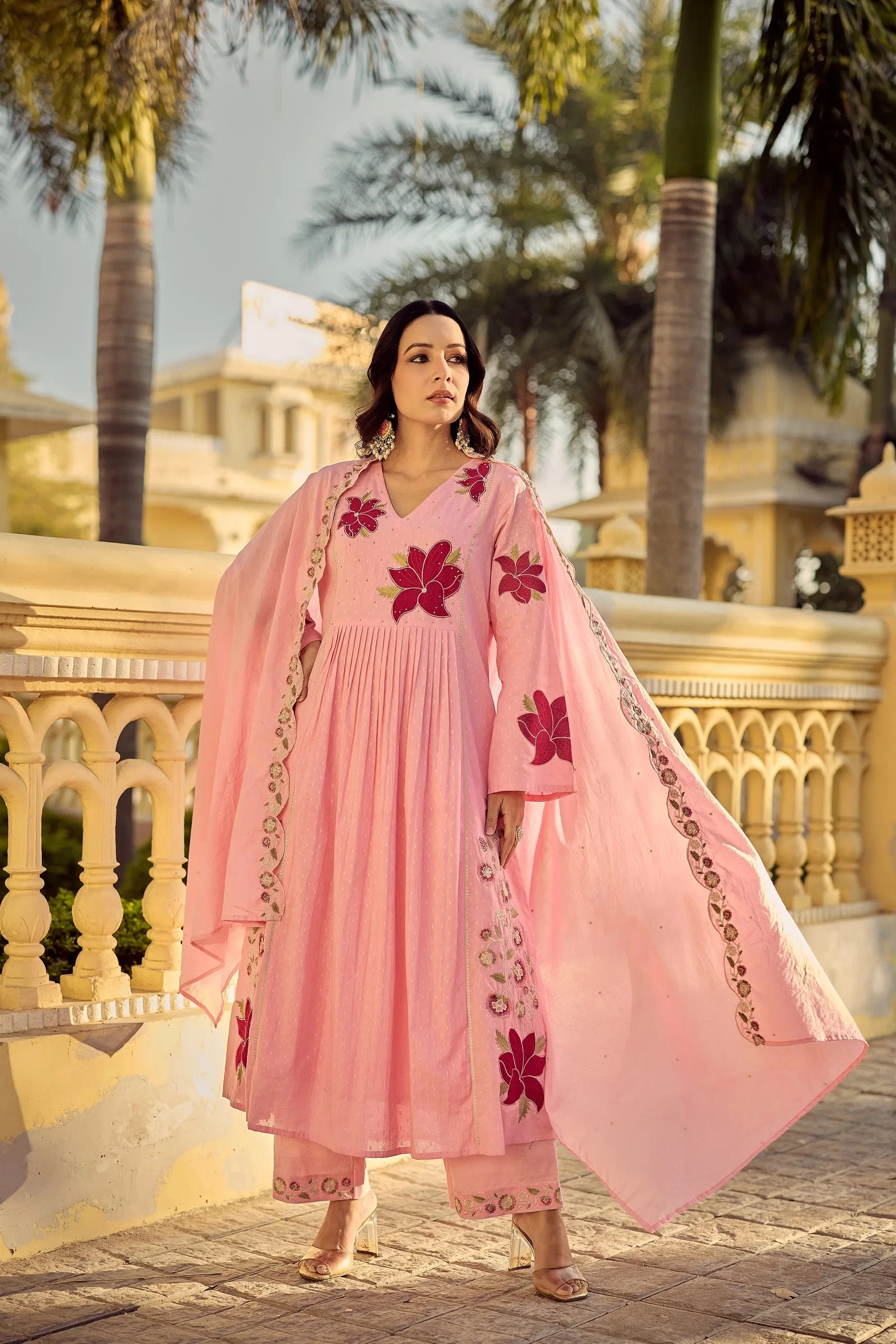 Satkritee 01 Chanderi Embroidered Kurti With Bottom Dupatta