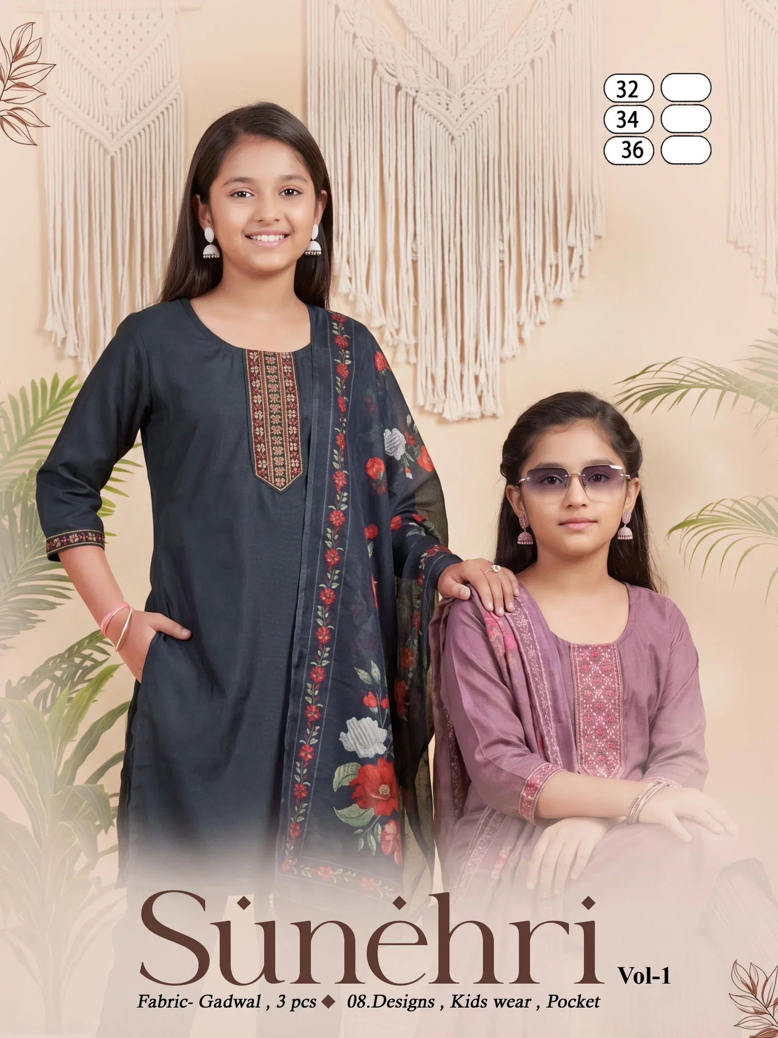 Sunehri Vol 1 Gadwal Kids Wear Kurti With Pant Dupatta