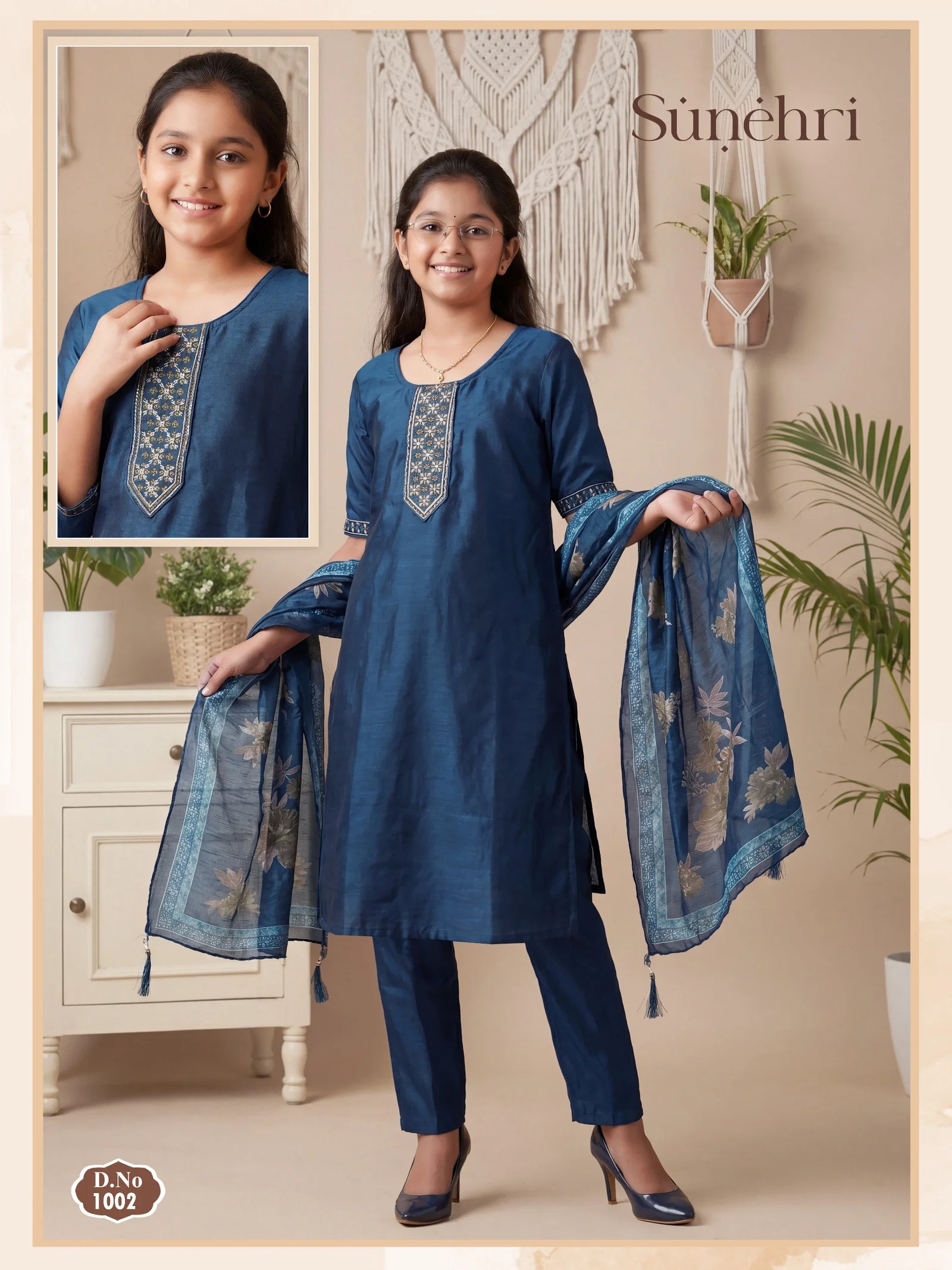 Sunehri Vol 1 Gadwal Kids Wear Kurti With Pant Dupatta