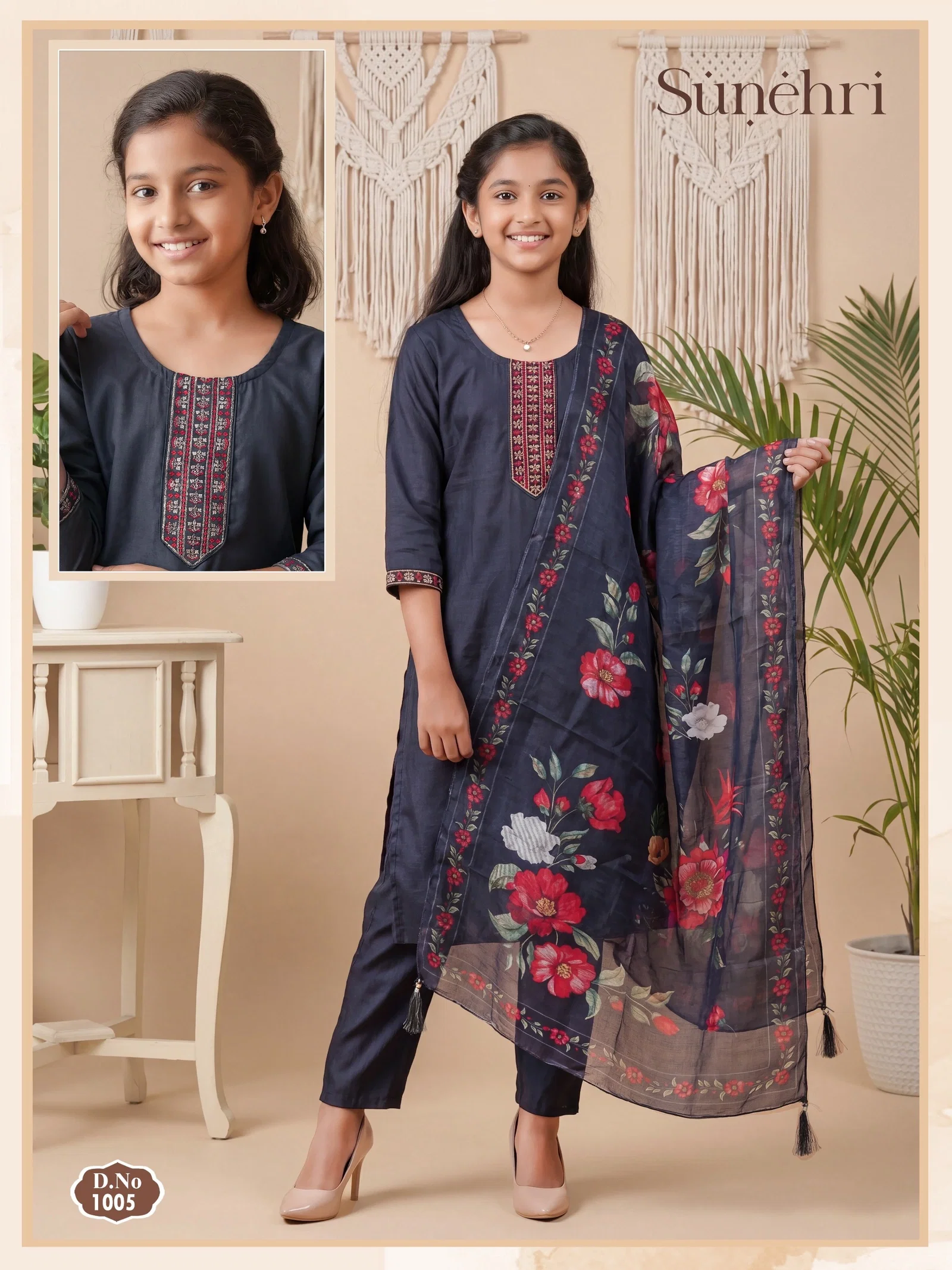 Sunehri Vol 1 Gadwal Kids Wear Kurti With Pant Dupatta