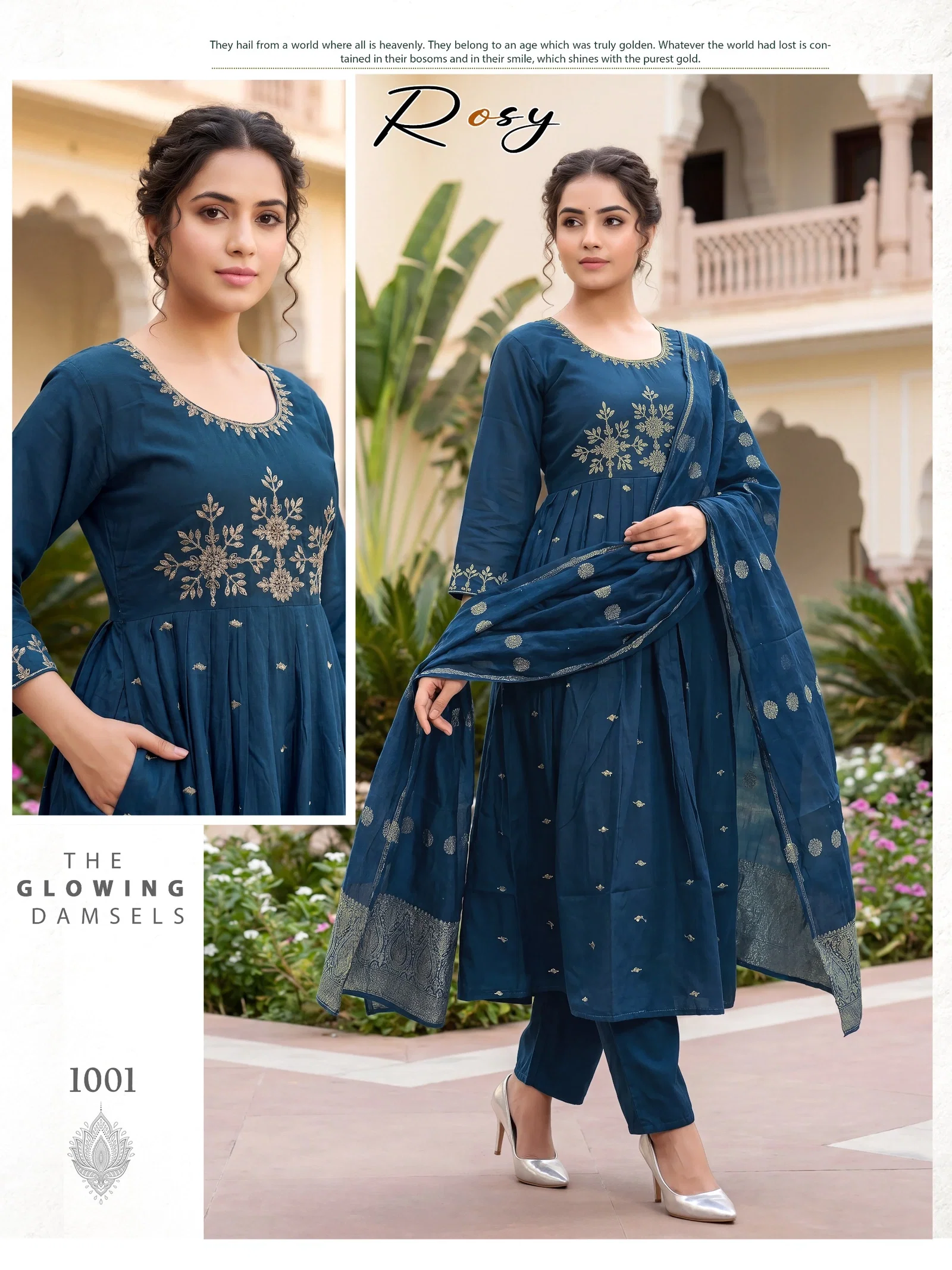 Rosy Vol 01 Roman Silk Anarkali Kurti With Bottom Dupatta