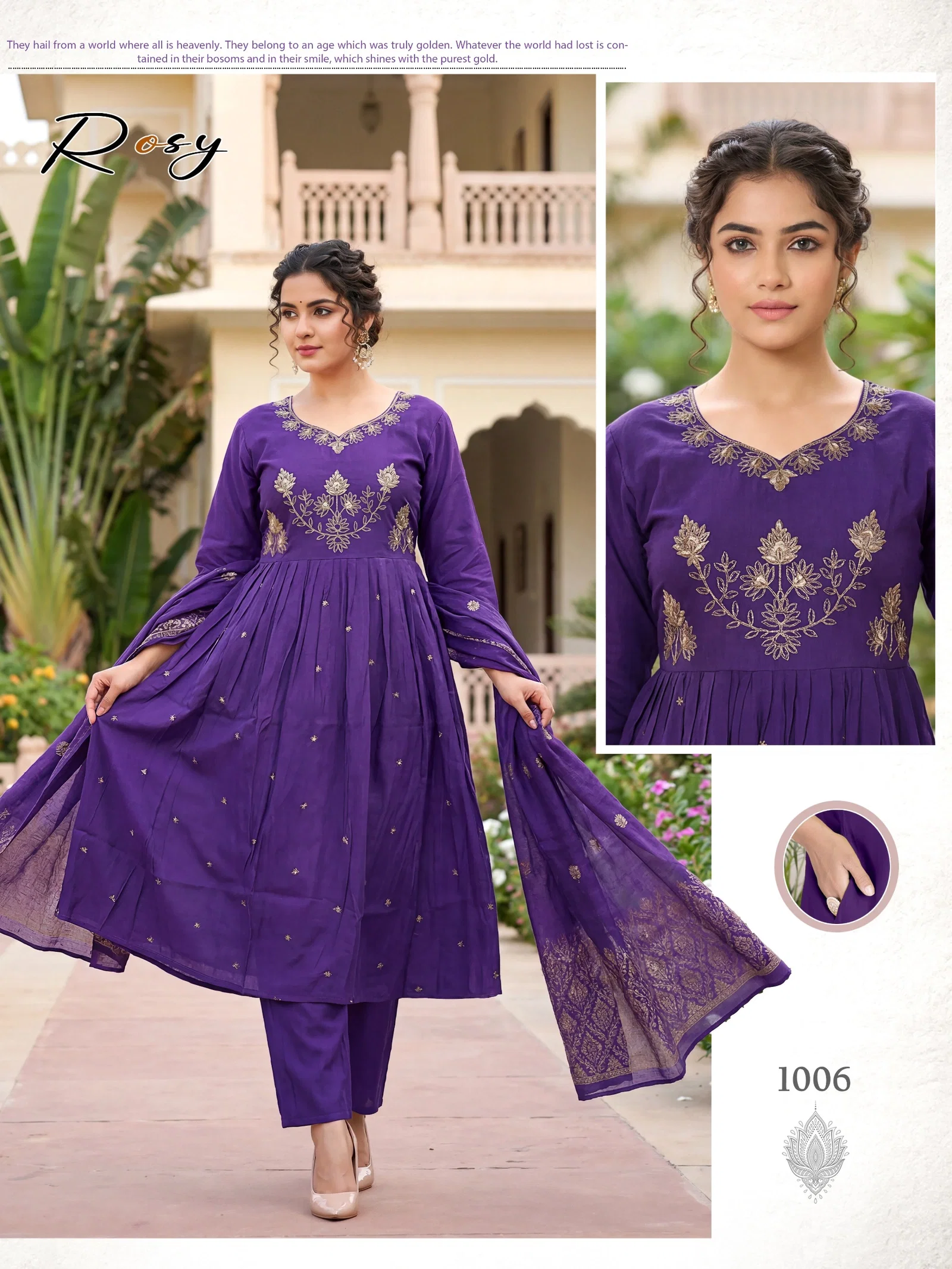 Rosy Vol 01 Roman Silk Anarkali Kurti With Bottom Dupatta
