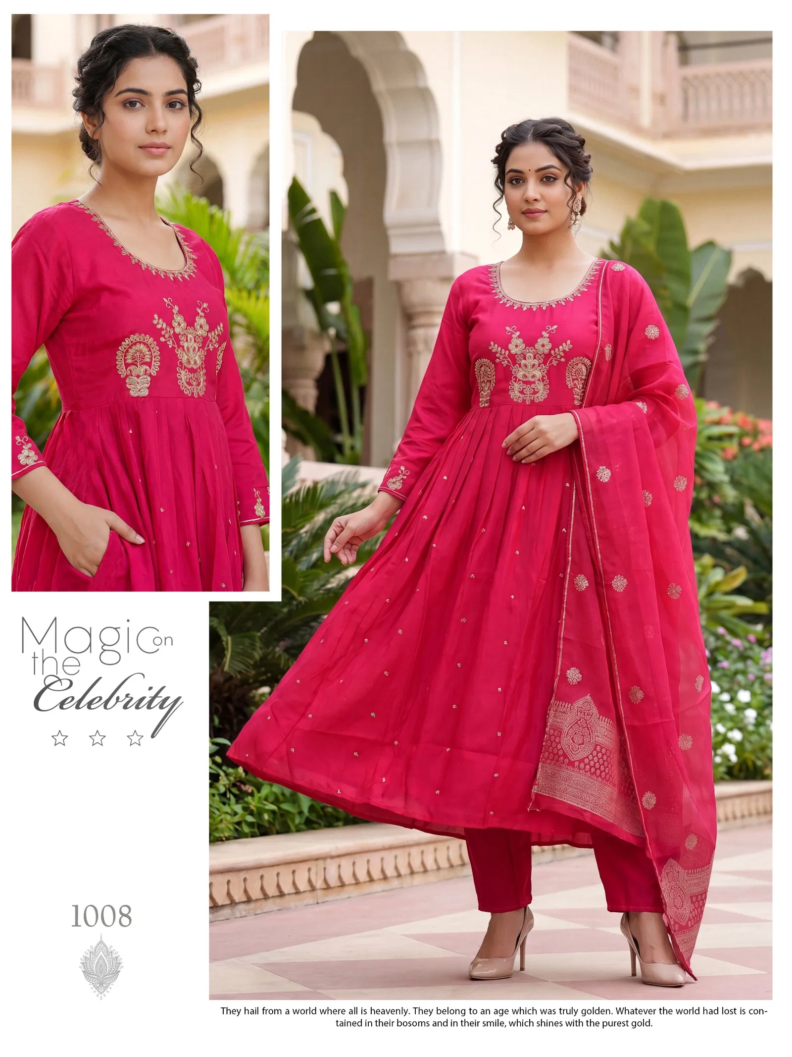 Rosy Vol 01 Roman Silk Anarkali Kurti With Bottom Dupatta