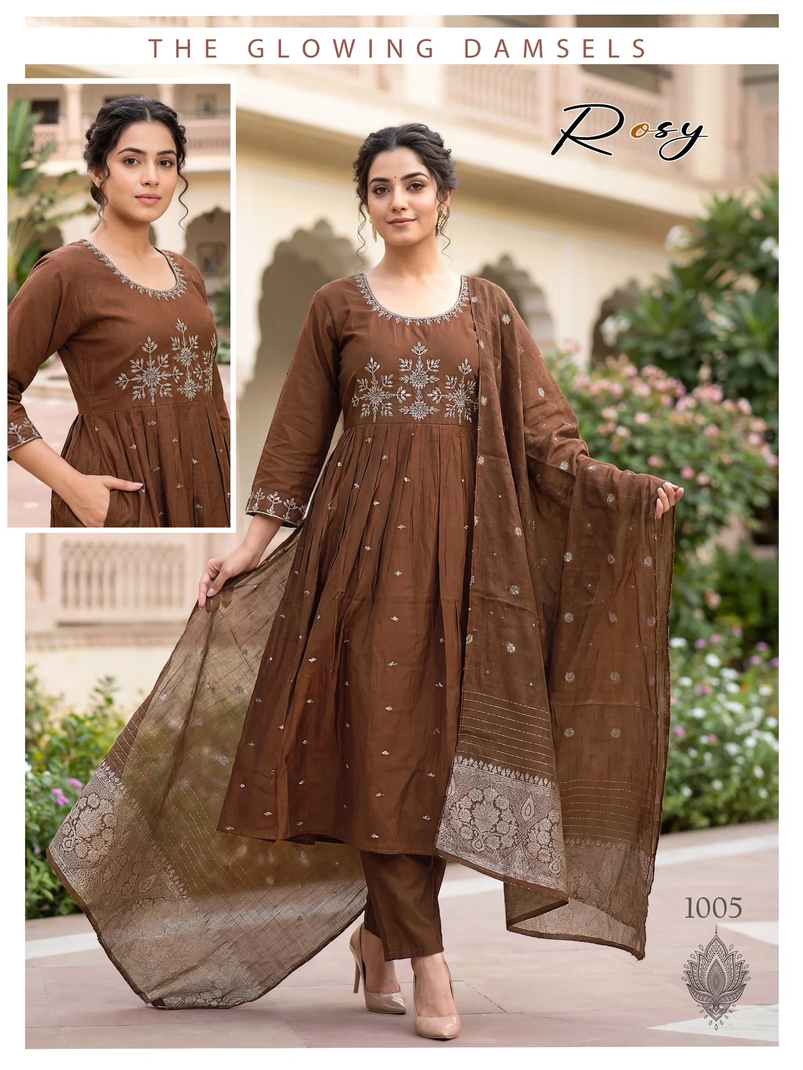 Rosy Vol 01 Roman Silk Anarkali Kurti With Bottom Dupatta