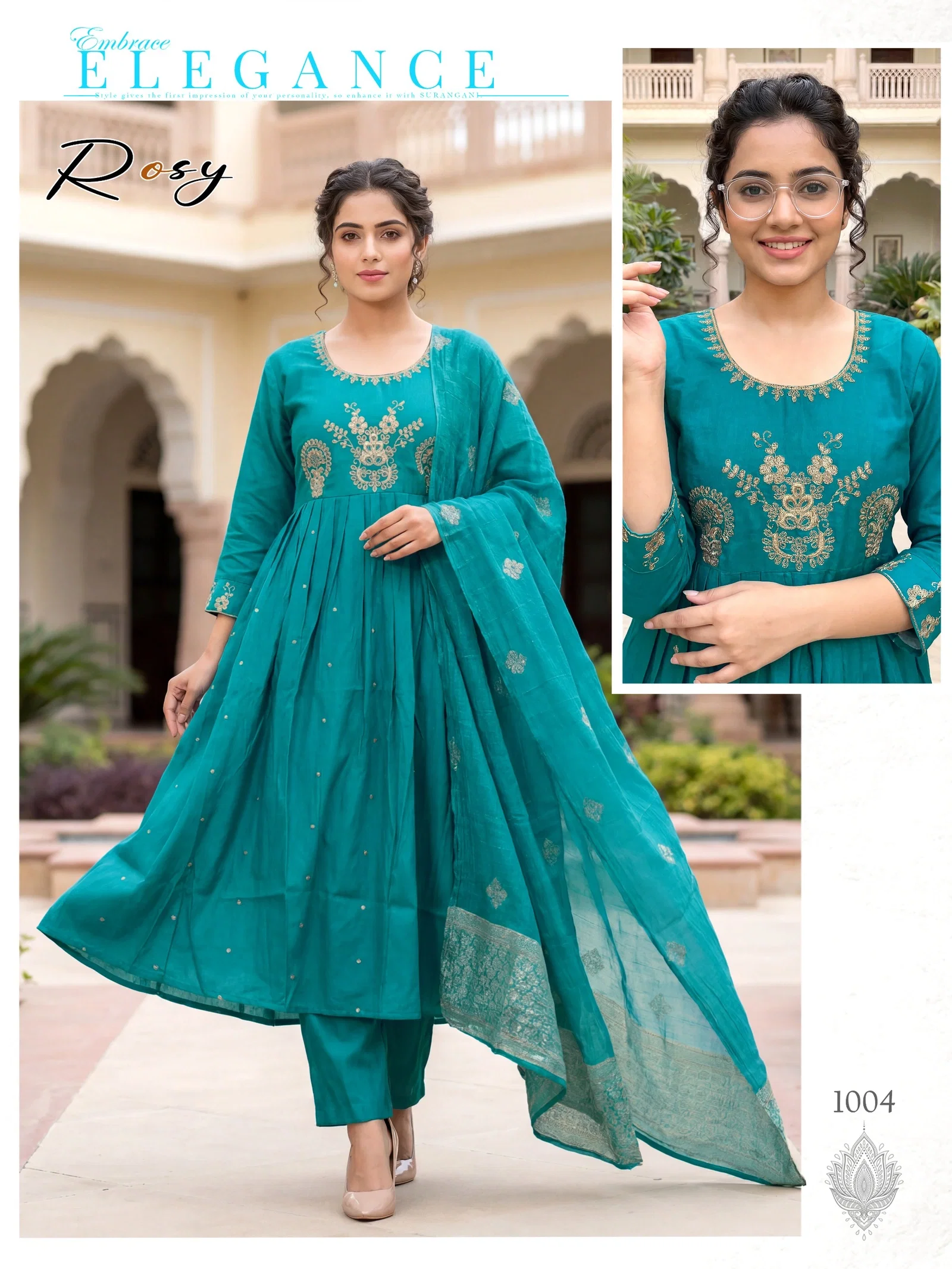 Rosy Vol 01 Roman Silk Anarkali Kurti With Bottom Dupatta