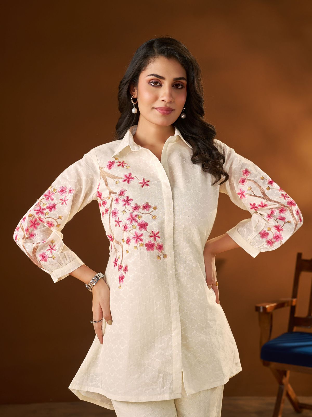Vamika Bold Beauty Dobby Cotton Embroidered Co Ord Set
