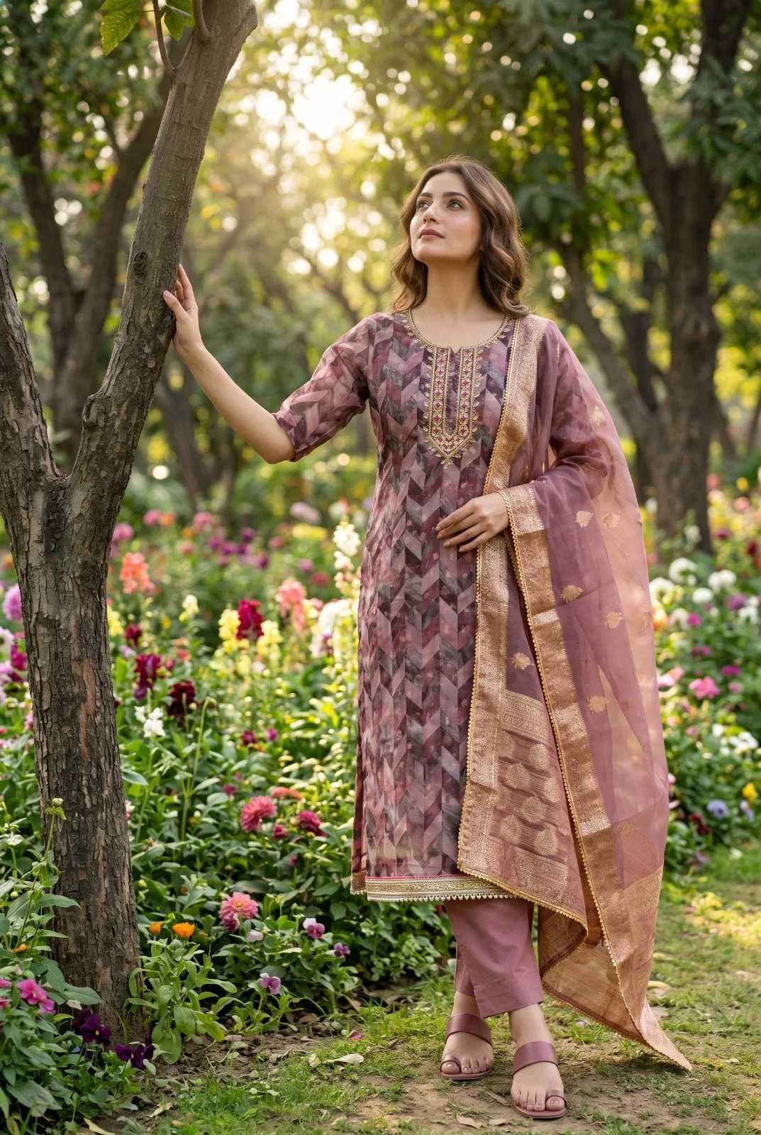 Roohaa Vol 28 Organza Banarasi Handworked Kurti With Bottom Dupatta