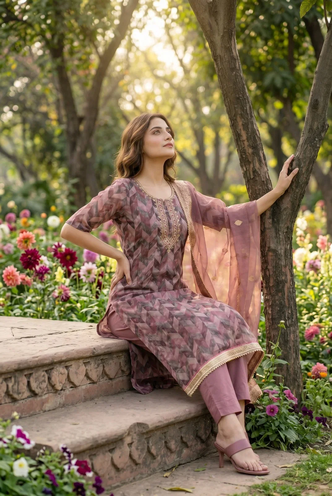 Roohaa Vol 28 Organza Banarasi Handworked Kurti With Bottom Dupatta
