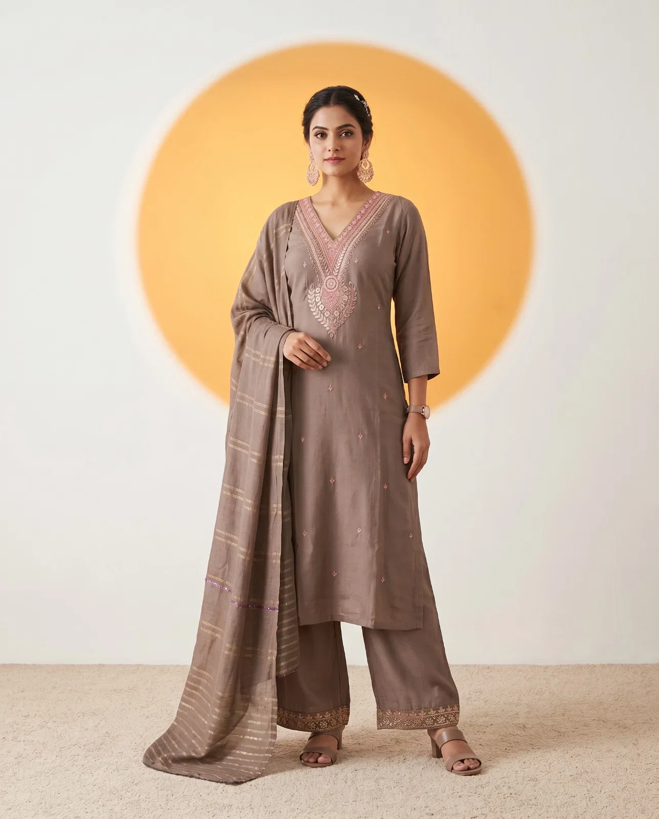 Naisha K 1013 Roman Silk Embroidered Kurti With Bottom Dupatta