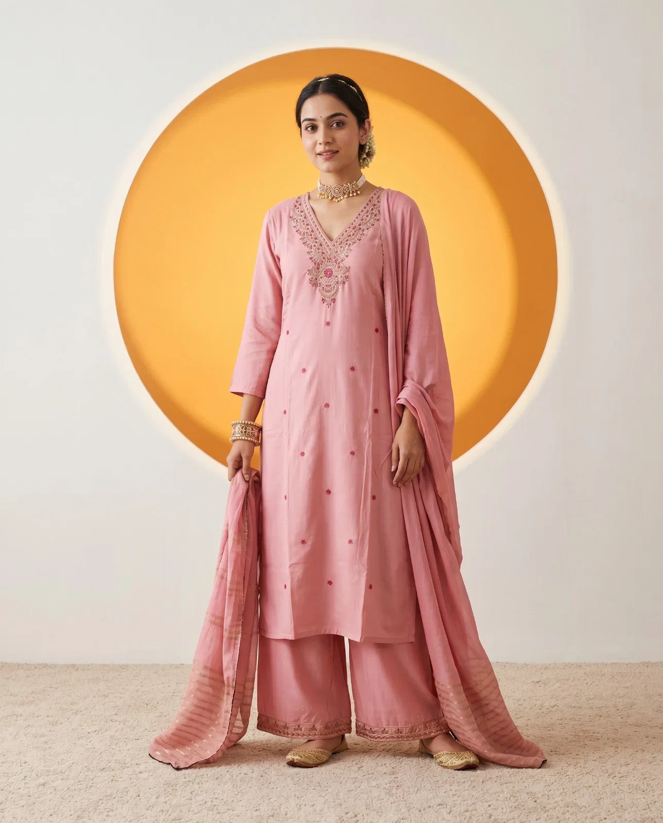 Naisha K 1013 Roman Silk Embroidered Kurti With Bottom Dupatta